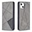 Custodia Portafoglio In Pelle Fantasia Modello Cover con Supporto L04 per Apple iPhone 15 Grigio