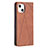 Custodia Portafoglio In Pelle Fantasia Modello Cover con Supporto L04 per Apple iPhone 15 Marrone