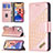 Custodia Portafoglio In Pelle Fantasia Modello Cover con Supporto L05 per Apple iPhone 13 Mini Oro Rosa