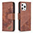 Custodia Portafoglio In Pelle Fantasia Modello Cover con Supporto L05 per Apple iPhone 13 Pro Max Marrone