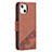 Custodia Portafoglio In Pelle Fantasia Modello Cover con Supporto L05 per Apple iPhone 15 Marrone