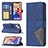 Custodia Portafoglio In Pelle Fantasia Modello Cover con Supporto L06 per Apple iPhone 13 Blu