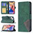 Custodia Portafoglio In Pelle Fantasia Modello Cover con Supporto L06 per Apple iPhone 13 Mini Verde