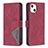 Custodia Portafoglio In Pelle Fantasia Modello Cover con Supporto L06 per Apple iPhone 13 Rosso