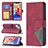 Custodia Portafoglio In Pelle Fantasia Modello Cover con Supporto L06 per Apple iPhone 13 Rosso