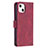 Custodia Portafoglio In Pelle Fantasia Modello Cover con Supporto L06 per Apple iPhone 13 Rosso