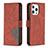 Custodia Portafoglio In Pelle Fantasia Modello Cover con Supporto L06 per Apple iPhone 14 Pro Max Marrone