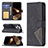 Custodia Portafoglio In Pelle Fantasia Modello Cover con Supporto L06 per Apple iPhone 14 Pro Max Nero