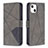 Custodia Portafoglio In Pelle Fantasia Modello Cover con Supporto L06 per Apple iPhone 15 Grigio