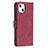 Custodia Portafoglio In Pelle Fantasia Modello Cover con Supporto L06 per Apple iPhone 15 Plus Rosso