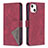 Custodia Portafoglio In Pelle Fantasia Modello Cover con Supporto L06 per Apple iPhone 15 Rosso