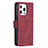 Custodia Portafoglio In Pelle Fantasia Modello Cover con Supporto L06 per Apple iPhone 16 Pro Max Rosso