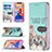 Custodia Portafoglio In Pelle Fantasia Modello Cover con Supporto per Apple iPhone 13 Mini Ciano