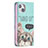 Custodia Portafoglio In Pelle Fantasia Modello Cover con Supporto per Apple iPhone 13 Mini Ciano