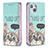 Custodia Portafoglio In Pelle Fantasia Modello Cover con Supporto per Apple iPhone 15 Plus Ciano