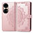 Custodia Portafoglio In Pelle Fantasia Modello Cover con Supporto per Huawei P50 Oro Rosa