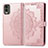 Custodia Portafoglio In Pelle Fantasia Modello Cover con Supporto per Nokia C210 Oro Rosa