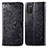 Custodia Portafoglio In Pelle Fantasia Modello Cover con Supporto per Samsung Galaxy F02S SM-E025F Nero