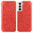 Custodia Portafoglio In Pelle Fantasia Modello Cover con Supporto per Samsung Galaxy S21 FE 5G Rosso