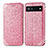 Custodia Portafoglio In Pelle Fantasia Modello Cover con Supporto S01D per Google Pixel 6a 5G Oro Rosa