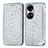 Custodia Portafoglio In Pelle Fantasia Modello Cover con Supporto S01D per Huawei P50e Argento