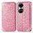 Custodia Portafoglio In Pelle Fantasia Modello Cover con Supporto S01D per Huawei P50e Oro Rosa