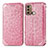 Custodia Portafoglio In Pelle Fantasia Modello Cover con Supporto S01D per Motorola Moto G60 Oro Rosa