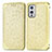 Custodia Portafoglio In Pelle Fantasia Modello Cover con Supporto S01D per OnePlus 9 5G Oro