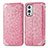 Custodia Portafoglio In Pelle Fantasia Modello Cover con Supporto S01D per OnePlus 9 5G Oro Rosa