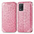 Custodia Portafoglio In Pelle Fantasia Modello Cover con Supporto S01D per Realme 8 5G Oro Rosa