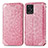 Custodia Portafoglio In Pelle Fantasia Modello Cover con Supporto S01D per Realme 8i Oro Rosa