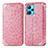 Custodia Portafoglio In Pelle Fantasia Modello Cover con Supporto S01D per Realme 9 4G Oro Rosa