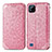 Custodia Portafoglio In Pelle Fantasia Modello Cover con Supporto S01D per Realme C20 Oro Rosa