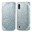 Custodia Portafoglio In Pelle Fantasia Modello Cover con Supporto S01D per Samsung Galaxy A01 SM-A015 Argento