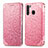 Custodia Portafoglio In Pelle Fantasia Modello Cover con Supporto S01D per Samsung Galaxy A21 Oro Rosa