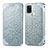 Custodia Portafoglio In Pelle Fantasia Modello Cover con Supporto S01D per Samsung Galaxy A21s Argento