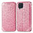 Custodia Portafoglio In Pelle Fantasia Modello Cover con Supporto S01D per Samsung Galaxy A22 4G Oro Rosa