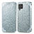 Custodia Portafoglio In Pelle Fantasia Modello Cover con Supporto S01D per Samsung Galaxy F62 5G Argento