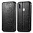 Custodia Portafoglio In Pelle Fantasia Modello Cover con Supporto S01D per Samsung Galaxy M11 Nero