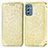 Custodia Portafoglio In Pelle Fantasia Modello Cover con Supporto S01D per Samsung Galaxy M52 5G Oro