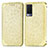 Custodia Portafoglio In Pelle Fantasia Modello Cover con Supporto S01D per Vivo V21e 5G Oro