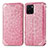 Custodia Portafoglio In Pelle Fantasia Modello Cover con Supporto S01D per Vivo Y01A Oro Rosa