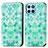 Custodia Portafoglio In Pelle Fantasia Modello Cover con Supporto S02D per Huawei Honor 70 Lite 5G Verde