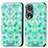 Custodia Portafoglio In Pelle Fantasia Modello Cover con Supporto S02D per Huawei Honor 80 Pro 5G Verde