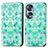 Custodia Portafoglio In Pelle Fantasia Modello Cover con Supporto S02D per Huawei Honor X7b Verde