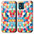 Custodia Portafoglio In Pelle Fantasia Modello Cover con Supporto S02D per Motorola Moto E13