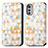 Custodia Portafoglio In Pelle Fantasia Modello Cover con Supporto S02D per Motorola Moto E32