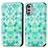 Custodia Portafoglio In Pelle Fantasia Modello Cover con Supporto S02D per Motorola Moto E32 Verde