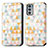 Custodia Portafoglio In Pelle Fantasia Modello Cover con Supporto S02D per Motorola Moto Edge 20 5G Bianco