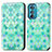 Custodia Portafoglio In Pelle Fantasia Modello Cover con Supporto S02D per Motorola Moto Edge 30 5G Verde